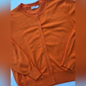 3X Orange Button-Up Cardigan